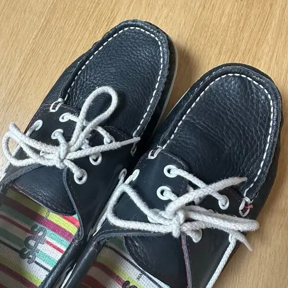 SASSize 7 Catalina Lace Up Boat Shoe Tripad Comfort Made in USA Navy